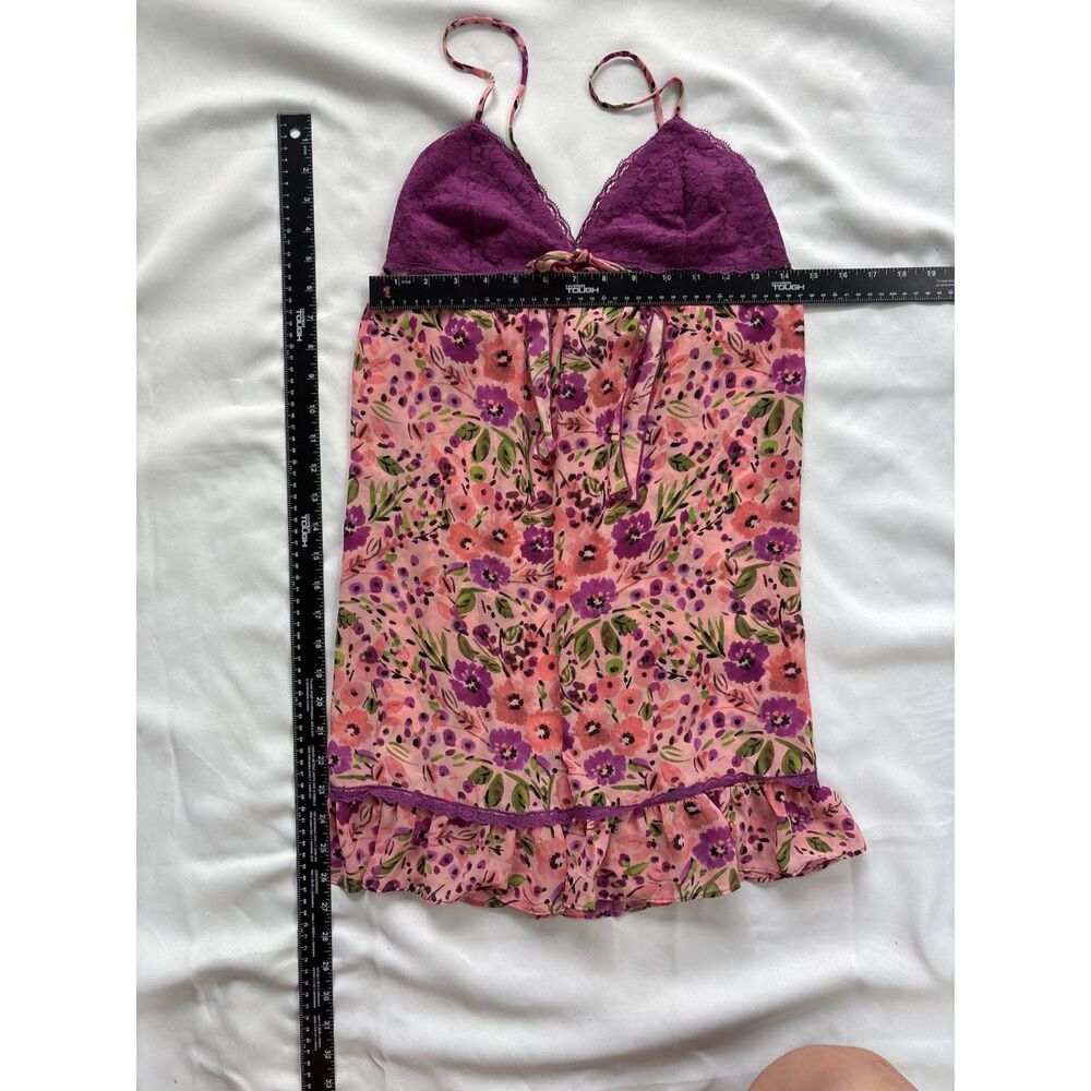 Y2K Floral Lace Chemise Slip Dress Nightgown Pink Purple | Small | NWOT - Picture 5 of 13
